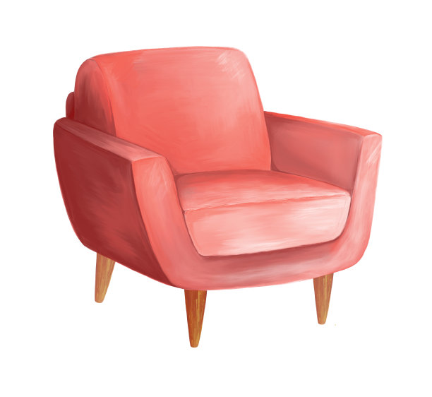 素描的椅子上。扶手椅孤立在白色背景上。图片下载