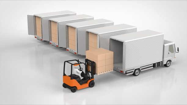 卡车后侧打开5和叉车前3d渲染图片下载
