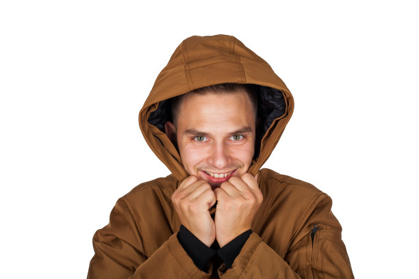 穿着冬季皮夹克的年轻人图片下载