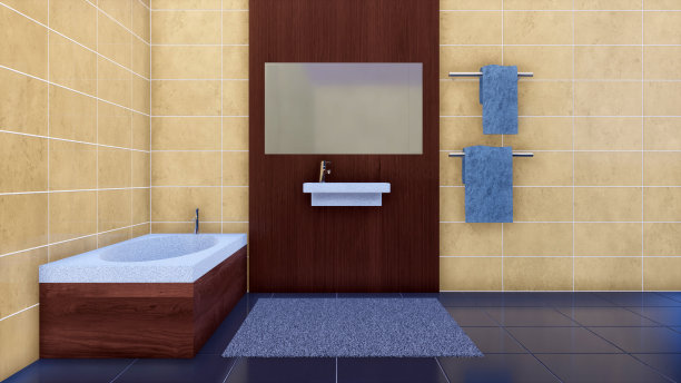 现代极简主义浴室内饰浴缸图片下载