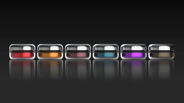 眼影多色黑色背景左3d渲染图片下载