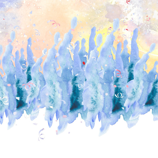 抽象的水彩画人群在晚上用五彩纸屑和文字空间庆祝图片下载