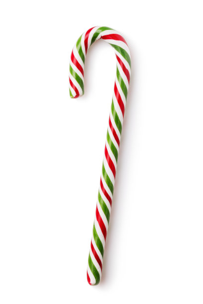 圣诞棒棒糖的形式的拐杖孤立在白色的背景图片下载