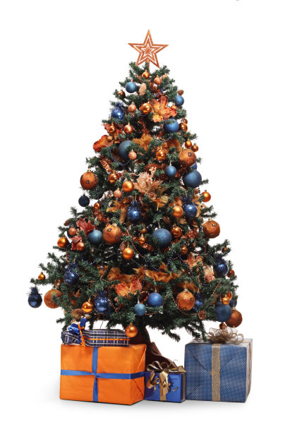 用礼物装饰圣诞树下图片下载