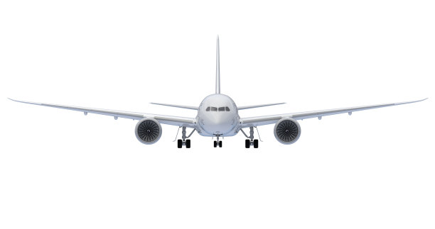 商业喷气式飞机。3 d渲染。前视图图片下载