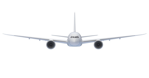 商业喷气式飞机。3 d渲染。前视图图片下载