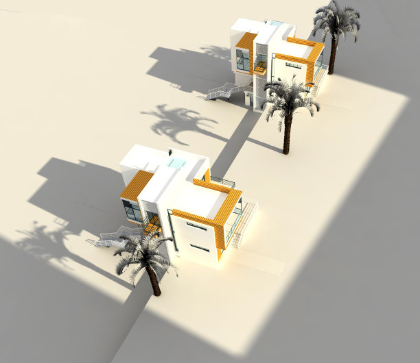 村庄房子的3d渲染图片下载