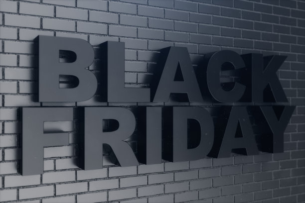 黑色星期五，商店打折，大减价。黑色星期五的横幅在砖墙上。黑色星期五促销的横幅。巨大的折扣，促销，优惠券。三维演示图片下载