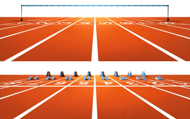 两个独立的跑道，带积木和胶带图片下载