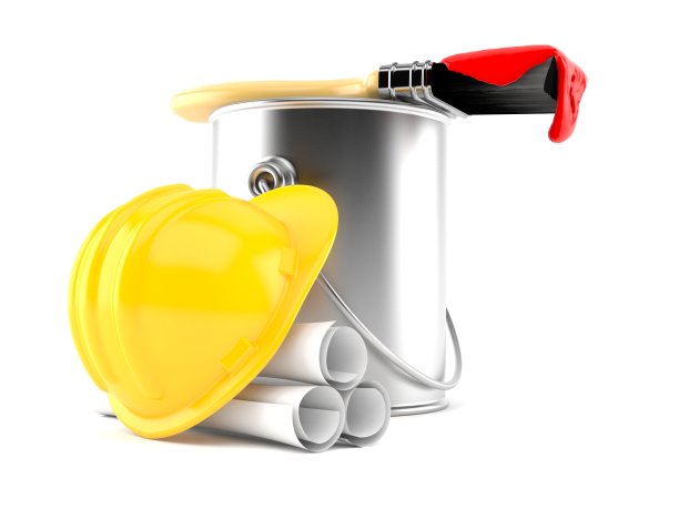 油漆罐和蓝图图片下载