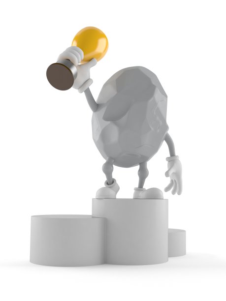 岩石人物持有金色奖杯图片下载