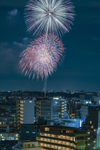 烟花在日本多摩川图片下载