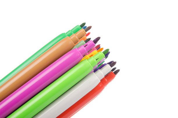 彩色记号笔对白色孤立图片下载