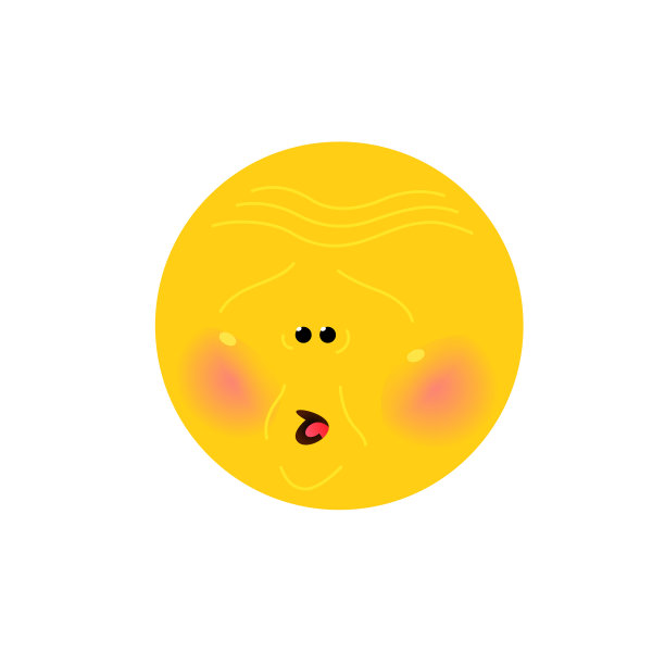 黄圆头，脸。平面插图程式化的人脸。圆形标志。表情符号黄色悲伤的脸。的象征。互联网文化基因。素材图片