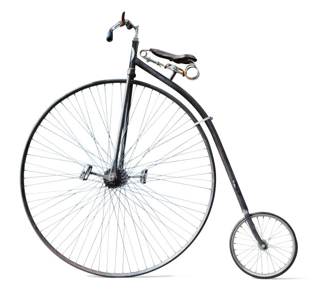 古董自行车孤立在白色上图片下载