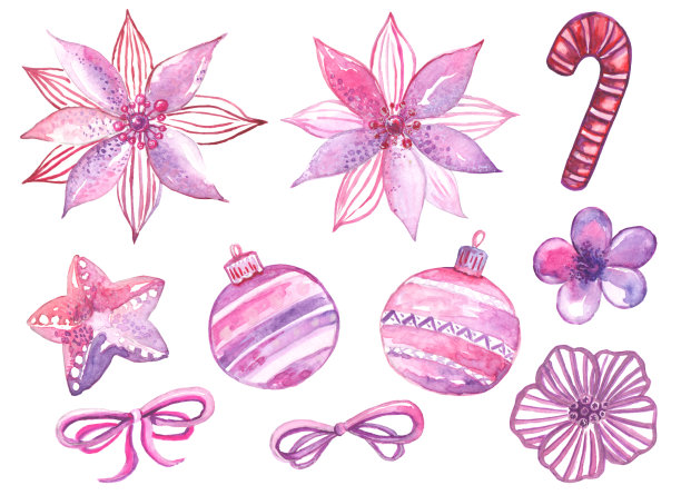 新年的集合。水彩圣诞这时候图片下载
