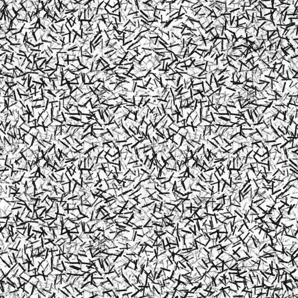 无缝抽象凌乱不均匀的印花纸——原始现代简约的织物图案，白色背景上多层细小的黑色线条，具有3D效果图片下载