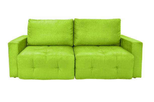 三个座位舒适的颜色织物沙发隔离在白色的背景图片下载