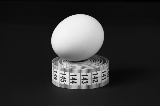 蛋壳是白色的，以一厘米的长度来衡量一个在黑色背景下的数字图片下载