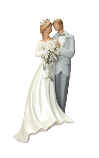 复古婚礼蛋糕娃娃与剪切路径图片下载