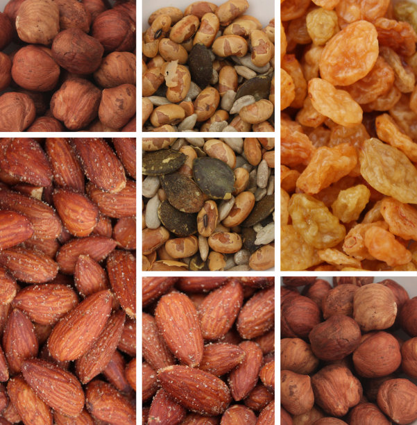 杏仁，榛子，葡萄干，各种种子自助餐开胃酒图片下载
