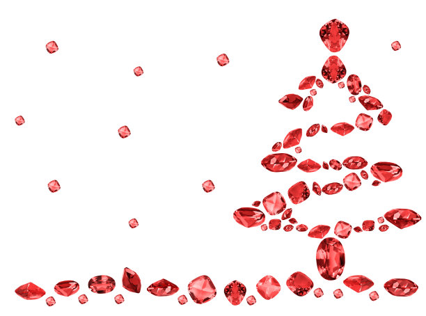 冷杉由红色红宝石镶嵌在白色宝石上图片下载