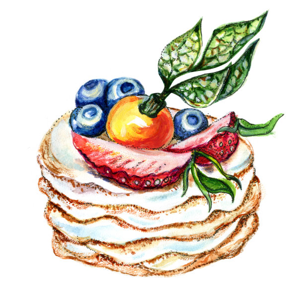 手绘水彩蛋糕图片下载