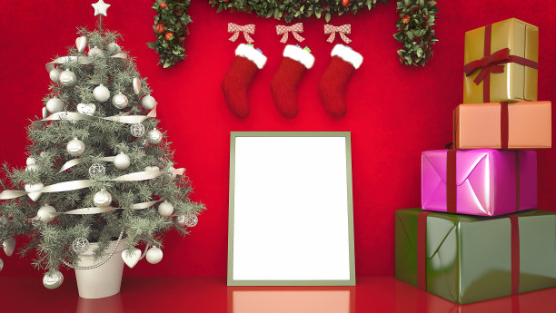 区域圣诞树和背景-拷贝空间图片下载