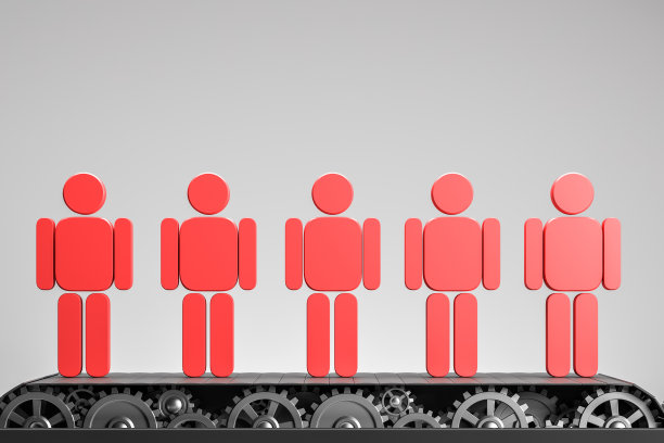 传送带上的红色人物雕像越过灰色图片下载