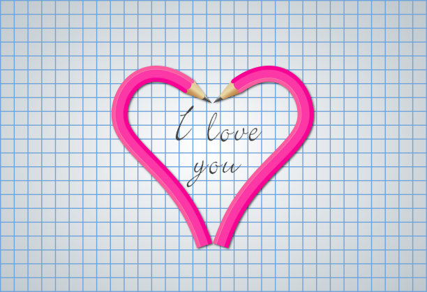 彩色铅笔形心图片下载