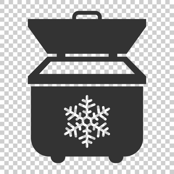 便携式冰箱冰箱图标在平的风格。冷冻袋容器矢量插图在孤立的背景。冰箱业务的概念。图片下载