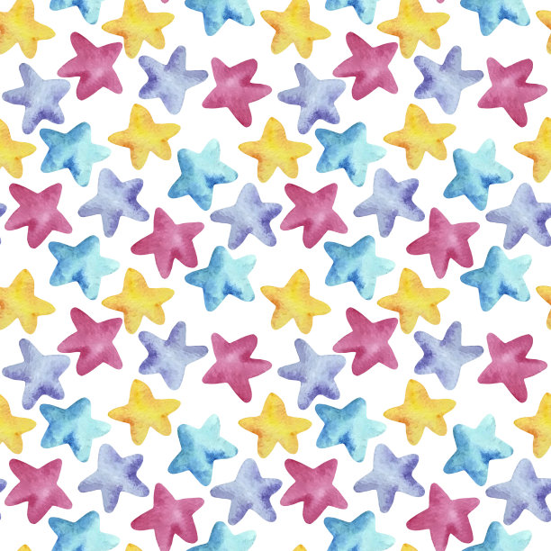 水彩无缝栅格模式与不同的星星图片下载