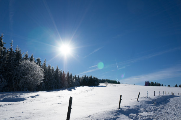 冬天的风景。寒冷的天气和蓝色的天空，黑森林，德国图片下载