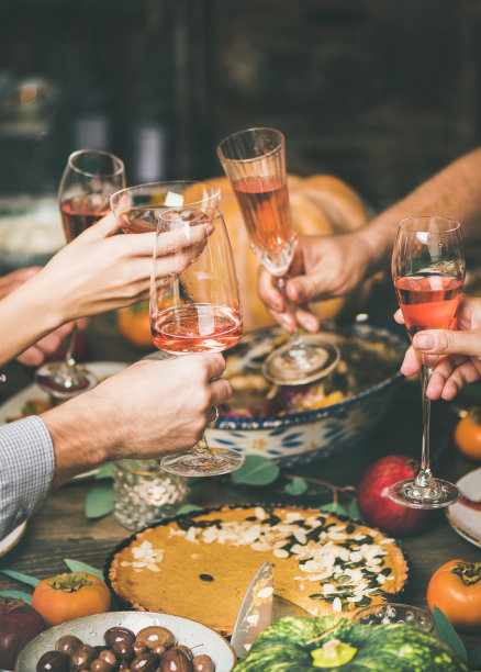 朋友们在圣诞的餐桌上碰杯，品尝不同的小吃图片下载