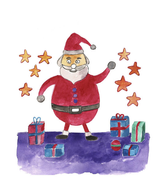 水彩手绘圣诞老人图片下载