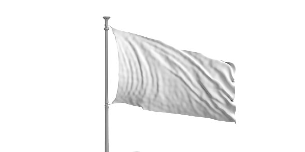 白色背景上的白色飘扬的旗帜。三维演示图片下载