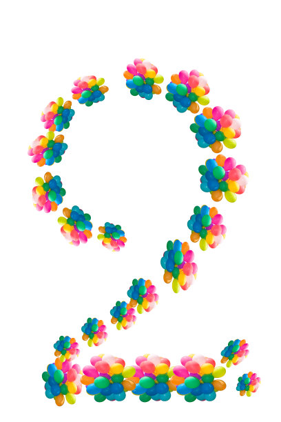 图中是两个空气彩球。在白色背景上隔离图片下载