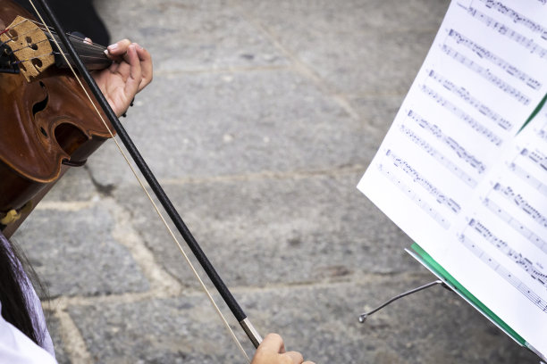 音乐家们在街上演奏弦乐器图片下载