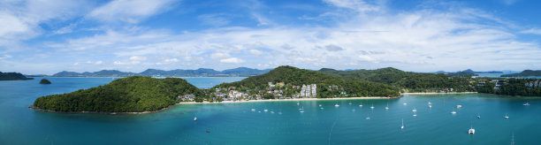 鸟瞰图无人机拍摄的全景普吉岛美丽的岛屿在泰国。图片下载