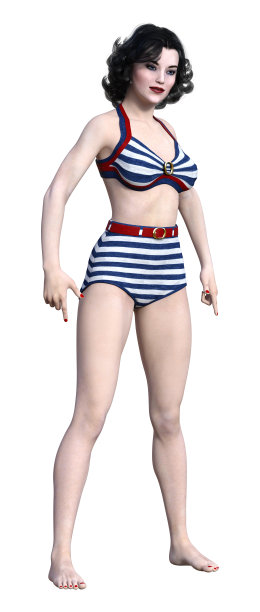 3D插图复古海报女郎在白色图片下载