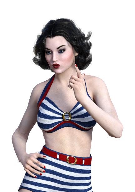 3D插图复古海报女郎在白色图片下载