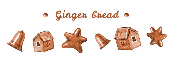 手绘水彩画的姜饼饼屋，星星和铃铛在一排图片下载