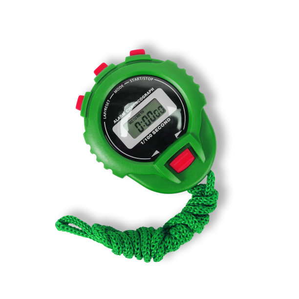 运动器材-绿色秒表。孤立的图片下载