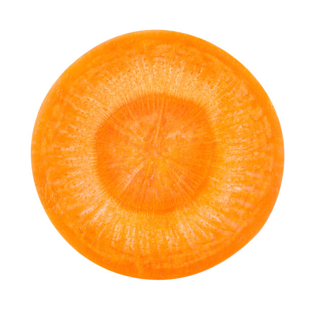 胡萝卜切片。胡萝卜顶视图。俯视图胡萝卜孤立在白色。图片下载