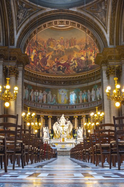 玛德琳教堂(玛德琳教堂)内部，巴黎，法国图片下载