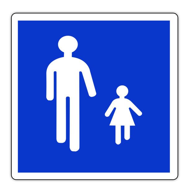 法国的道路标志:步行区-交通信号行人在路上-行人在人行横道图片下载