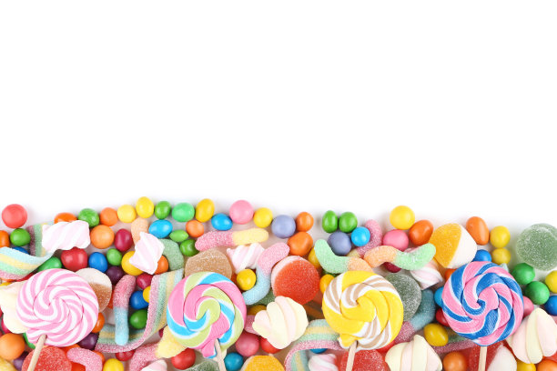 白色背景上的糖果和棒棒糖图片下载
