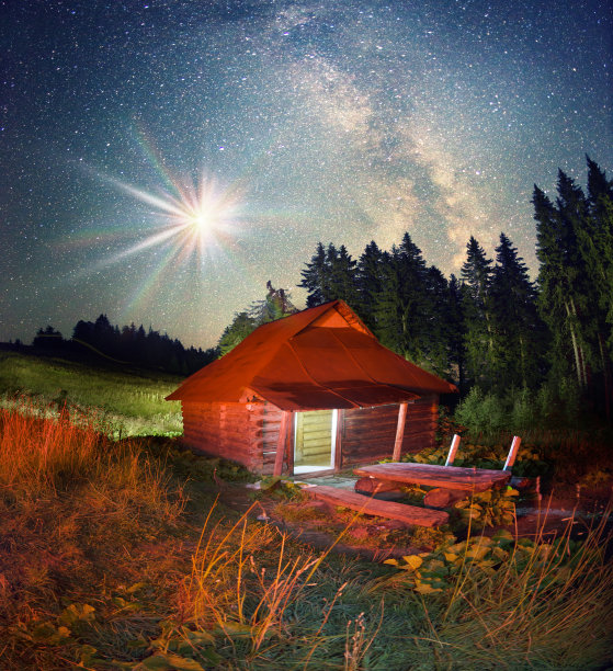 星空下的房子图片下载