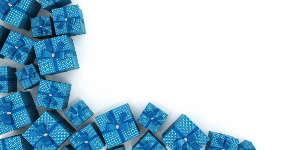 蓝色礼品盒-剪切路径图片下载