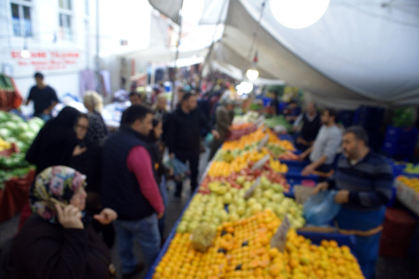 散焦的集市和看台图片下载
